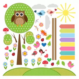 Naklejki na ścianę dla dzieci zestaw Sowy, Sówki 5, 60x60 cm - Naklejki na ścianę - miniaturka - grafika 1