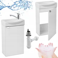 Szafki łazienkowe - Szafka Łazienkowa z Umywalką 40 x 33 Kampo + Bateria Obrotowa Chrom Syfon - miniaturka - grafika 1