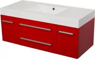 Szafki łazienkowe - Szafka łazienkowa czerwona 120cm FOKUS z umywalką - miniaturka - grafika 1