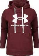 Bluzy damskie - Under Armour Bluza damska Under Armour Rival Fleece Logo Hoodie bordowa 1356318 690 2XL - miniaturka - grafika 1