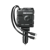 Ładowarki samochodowe - XO ładowarka samochodowa CC66 104W 1x USB 1x USB-C czarna z kablem USB-C i kablem Lightning - miniaturka - grafika 1