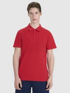 Koszulki męskie - 4F Koszulka polo regular męska - czerwona L - miniaturka - grafika 1