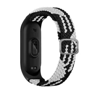 Akcesoria do smartwatchy - Braders Strap Fabric opaska do Xiaomi Mi Band 6 / 5 / 4 / 3 pleciony materiałowy pasek bransoletka czarno-biały - miniaturka - grafika 1