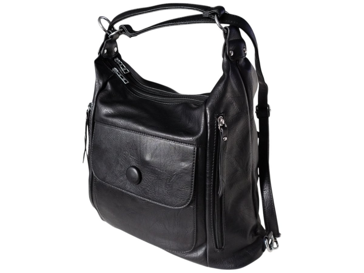 Torebka Damska Torebko-Plecak, Miejska Listonoszka na Ramię, Kolor Czarny