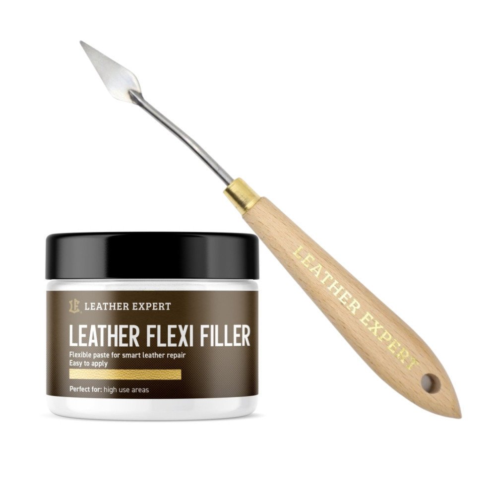 Zestaw do naprawy skóry Leather Flexi Filler 50 ml i szpachelka do nakładania Leather Expert ZES-48