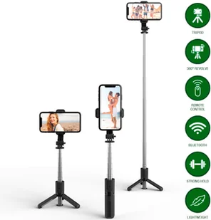 4Smarts statyw selfie stick z bezprzewodowym pilotem (Juodas) (P540572) - Selfie stick - miniaturka - grafika 1