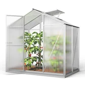 Szklarnie ogrodowe - GFP szklarnia ECO 2 rama aluminiowa 192x131 cm - płytami poliwęglanowymi o grubości 6 mm - z ramą fundamentową i aut. mechanizm otwierania okien - miniaturka - grafika 1