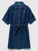 Sukienki - Benetton Sukienka dżinsowa w kolorze granatowym - miniaturka - grafika 1