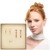 Kolczyki - Kolczyki pozłacane z kamieniami naturalnymi różowy jadeit zestaw 5 kolczyków Mys - miniaturka - grafika 1