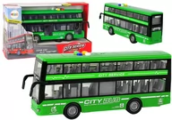 Samochody i pojazdy dla dzieci - Autobus Piętrowy Na Baterie Światła Dźwięki Napęd Frykcyjny Zielony 1:16 - miniaturka - grafika 1