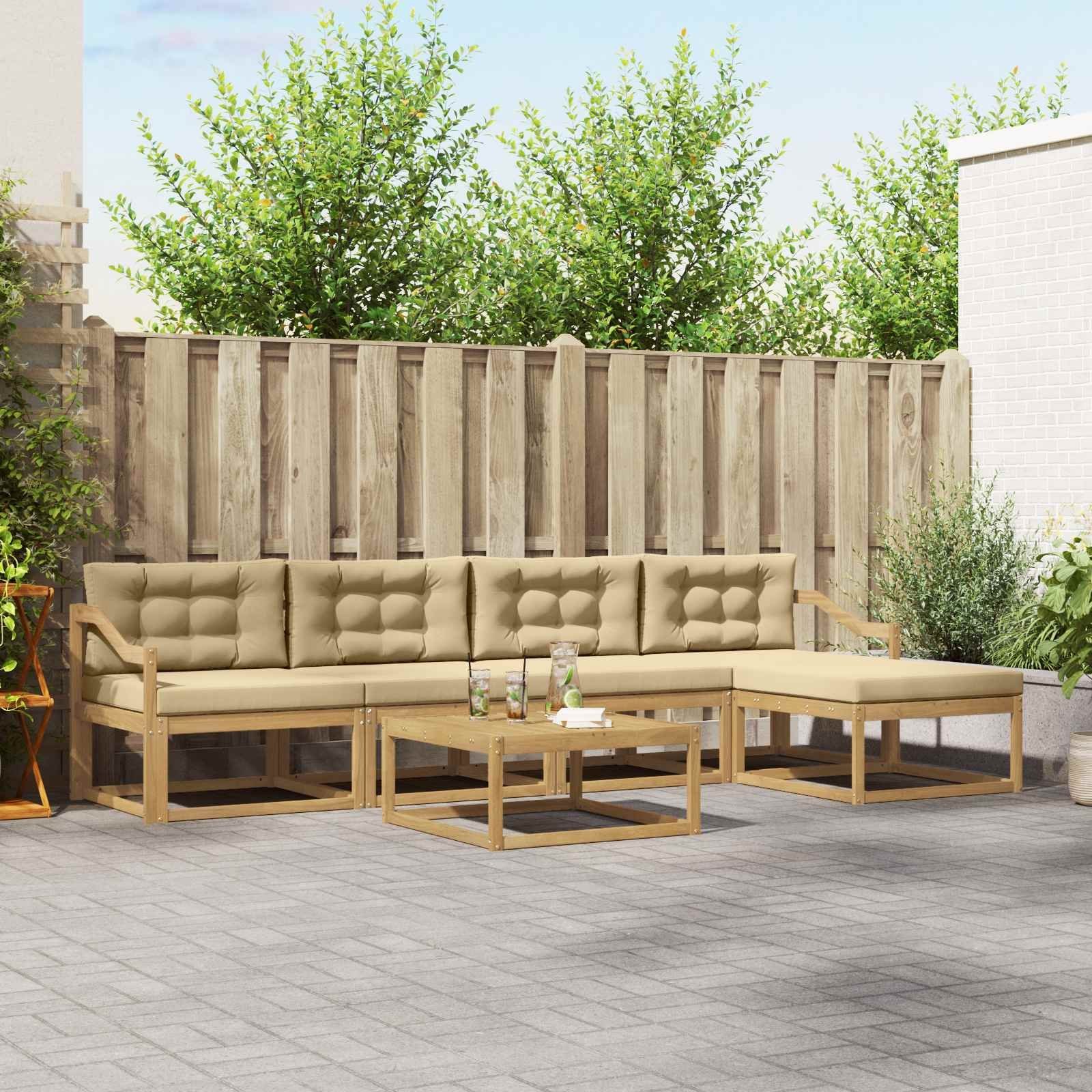 vidaXL Zestaw sof na zewnątrz 6 pcs Biały i Beżowy 79 x 79 x 37 cm
