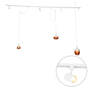 Lampy sufitowe - QAZQA 1-fazowy system szynowy z 3 reflektorami i lampami wiszącymi w kolorze białym - Cavalux Jeana - miniaturka - grafika 1