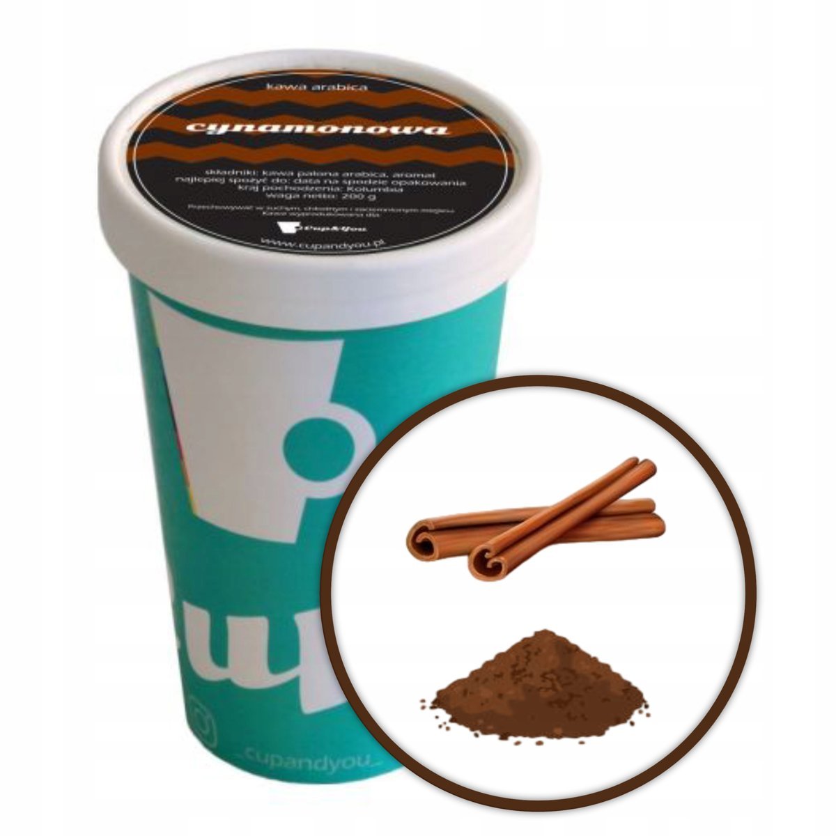 Kawa aromatyzowana o smaku CYNAMONOWYM mielona ARABICA Cup&You 200g - smakowa uczta dla podniebienia