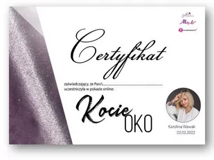 Certyfikat ze szkolenia online Kocie Oko By Karolina Wawak wersja Drukowana - Pozostałe akcesoria kosmetyczne - miniaturka - grafika 1