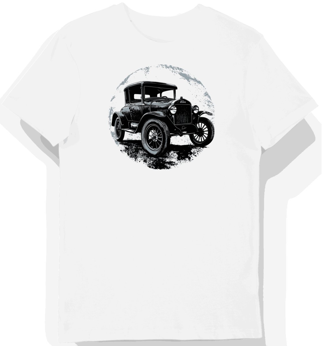 Koszulka męska biała z klasycznym stylem Forda Model T S