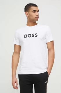 Koszulki męskie - BOSS t-shirt plażowy kolor biały wzorzysty - Boss - grafika 1