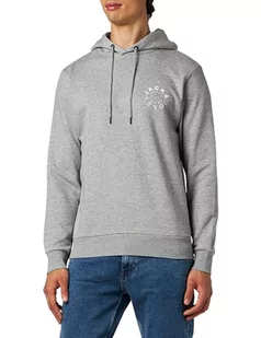 JACK & JONES Męska bluza z kapturem Jjwarrior Sweat Hood Ub, Jasnoszary melanż / nadruk: mały, XXL - Bluzy męskie - miniaturka - grafika 1