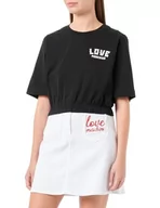 Koszulki i topy damskie - Love Moschino Women's Cropped top t-shirt, czarny, 44, czarny, 44 - miniaturka - grafika 1