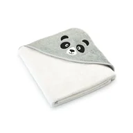 Okrycia kąpielowe dla dzieci - Okrycie kąpielowe niemowlęce 90x90 Panda Alabaster-5730 ekri szare frotte ręcznik z kapturkiem dziecięcy - miniaturka - grafika 1
