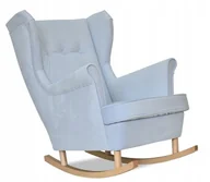 Fotele - Fotel Uszak bujany WELUR pastelowe niebieskie lux - miniaturka - grafika 1