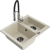 Zlewozmywaki z baterią - Mexen Carlos zlewozmywak granitowy 1,5-komorowy z baterią kuchenną Aster, beżowy - 6518-69-73450-07-B - miniaturka - grafika 1