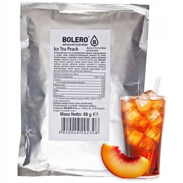 Bolero Ice Tea Brzoskwiniowa Mrożona Herbata Bez Cukru w Proszku 88 g