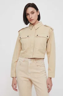 Pepe Jeans kurtka jeansowa damska kolor beżowy przejściowa oversize - Kurtki damskie - miniaturka - grafika 1