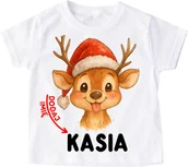 Koszulki dla dziewczynek - KOSZULKA DLA DZIECKA Z RENIFEREM I IMIENIAM NA MIKOŁAJKI - miniaturka - grafika 1