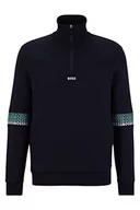 Bluzy męskie - BOSS Bluza męska 1, ciemnoniebieska 402, L, Dark Blue402., L - miniaturka - grafika 1