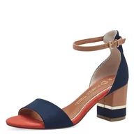 Sandały damskie - MARCO TOZZI Feel Me sandały damskie, miękka podszewka, wegańskie, 2-28303-42 sandały z obcasem, Navy Comb., 38 EU - miniaturka - grafika 1