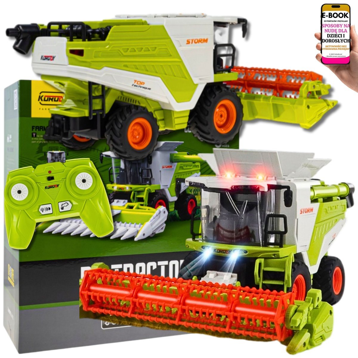 KOMBAJN DLA DZIECI RC ZDALNIE STEROWANY – RUCHOME CZĘŚCI DYM Z WYLOTU HEDER PILOT – PEŁNA SYMULACJA ZBIORU Dla Czterolatka Pięciolatka Sześciolatka ..