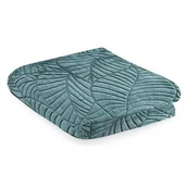 Koce - Koc flanelowy Leafline 150 x 200 cm niebieski - miniaturka - grafika 1