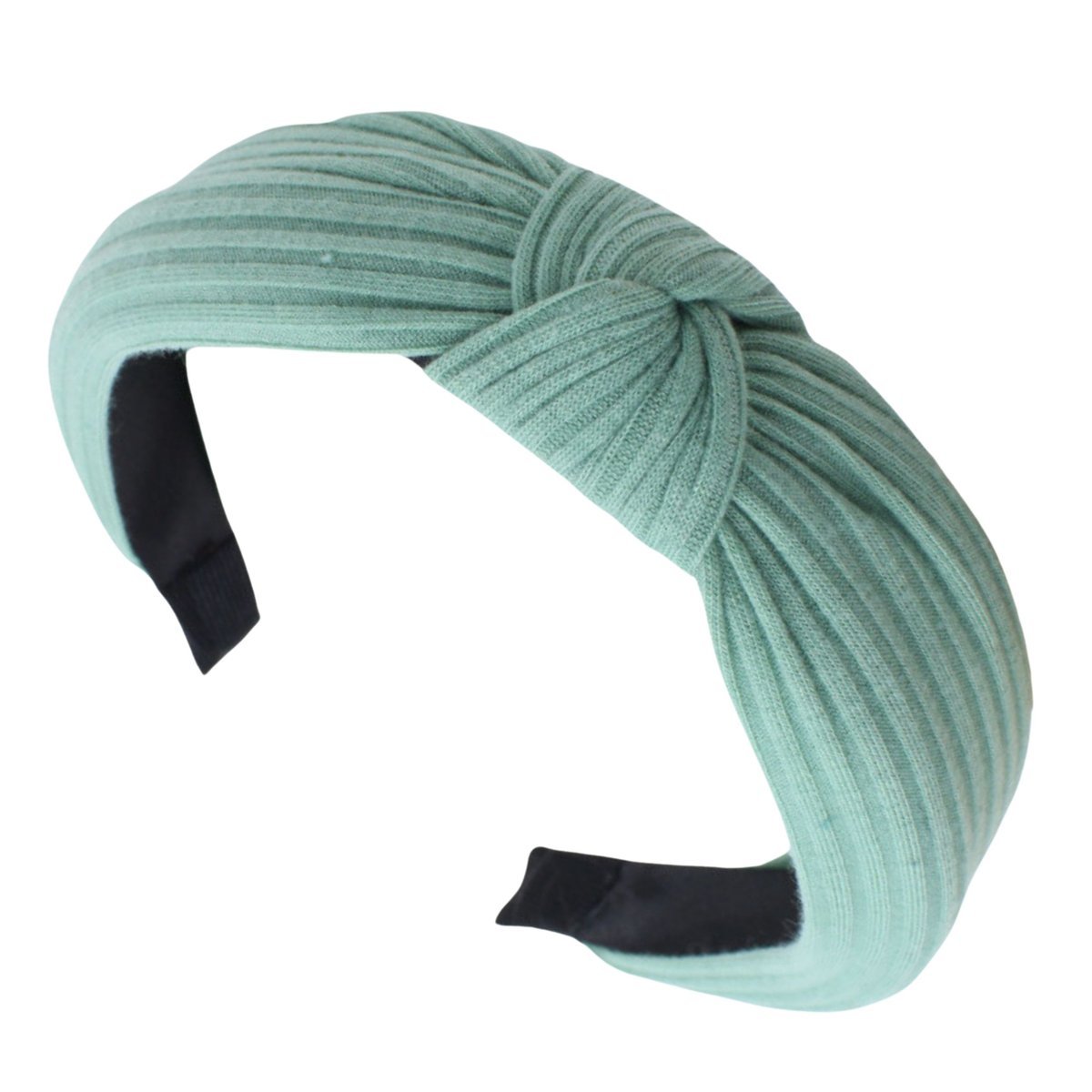 Opaska do Włosów Turkusowa Szeroka w Prążkowany Wzór z Supłem Lekka Wygodna