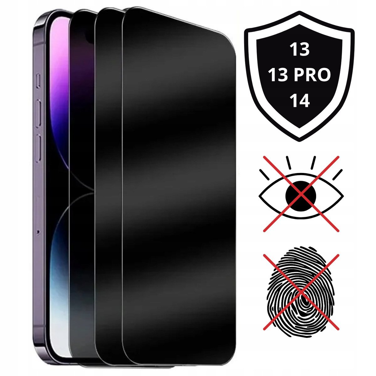 Szkło Hartowane Prywatyzujące Iphone 13 / 13 Pro / 14 Antypapilarna Powłoka