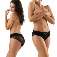 Bielizna nocna - Babell BBL 131 Koronkowe Figi bawełna Czarny S - miniaturka - grafika 1