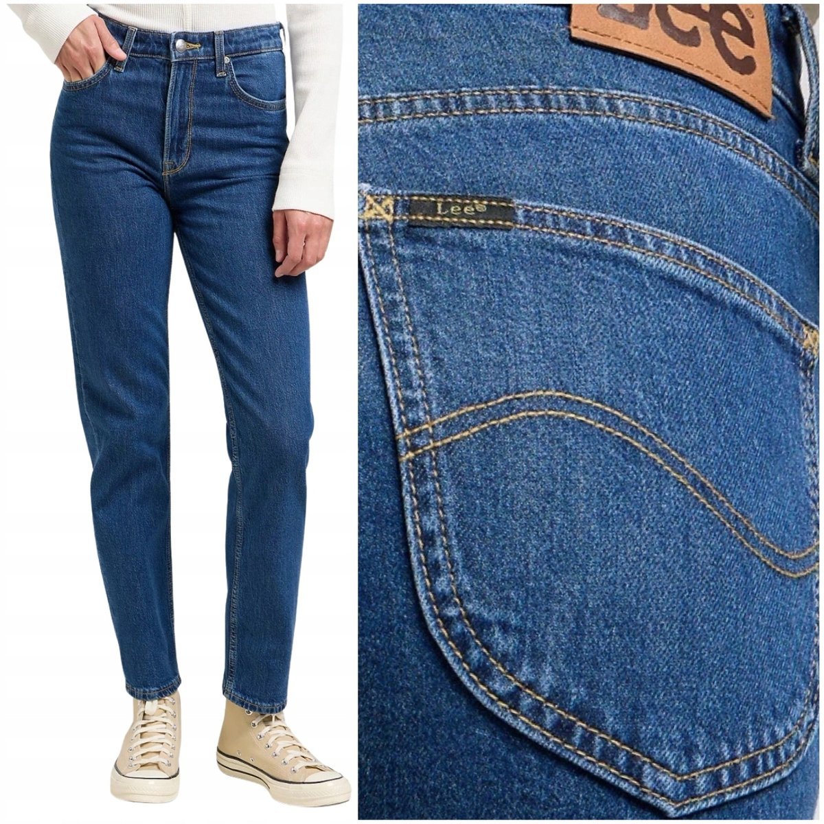 Lee Carol Fresh Berry wysokie proste damskie spodnie jeansowe 7/8 W33 L33