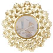 Lustra - ASJ Commerce Ozdobne lustro wiszące, ścienne, metalowa rama, styl glamour 52 cm złote HZ2002460 - miniaturka - grafika 1
