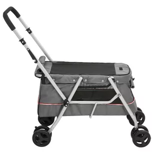Składany wózek dla psa, szary, 100x49x96 cm, lniana tkanina Lumarko! - Sprzęt podróżny i transportery dla psów - miniaturka - grafika 6