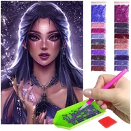 Zabawki kreatywne - Haft Diamentowy ARTULIO, Obraz DIY 5D, Diamond Painting, Mozaika Diamentowa 40X60cm (Magiczna kobieta nocą) + Zestaw Akcesoriów - miniaturka - grafika 1