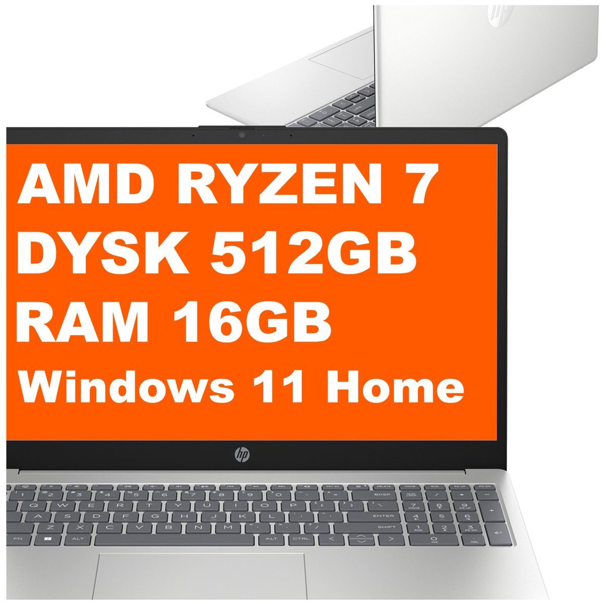 HP 15-fc0670nd / BU5N6EA / Ryzen 7 / 16GB / 512GB / AMD Radeon / FullHD / Win 11 / Srebrny