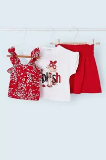 Dresy i komplety dla dziewczynek - Mayoral komplet bawełniany dziecięcy kolor czerwony - grafika 1