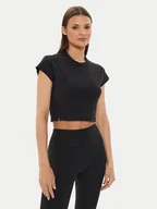 Koszulki i topy damskie - adidas T-Shirt Lounge Ribbed IT2547 Czarny Slim Fit - miniaturka - grafika 1