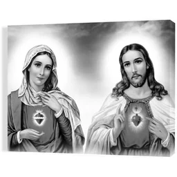 Obraz religijny na płótnie Serce Maryi i Serce Jezusa - Ikony i obrazy sakralne - miniaturka - grafika 1