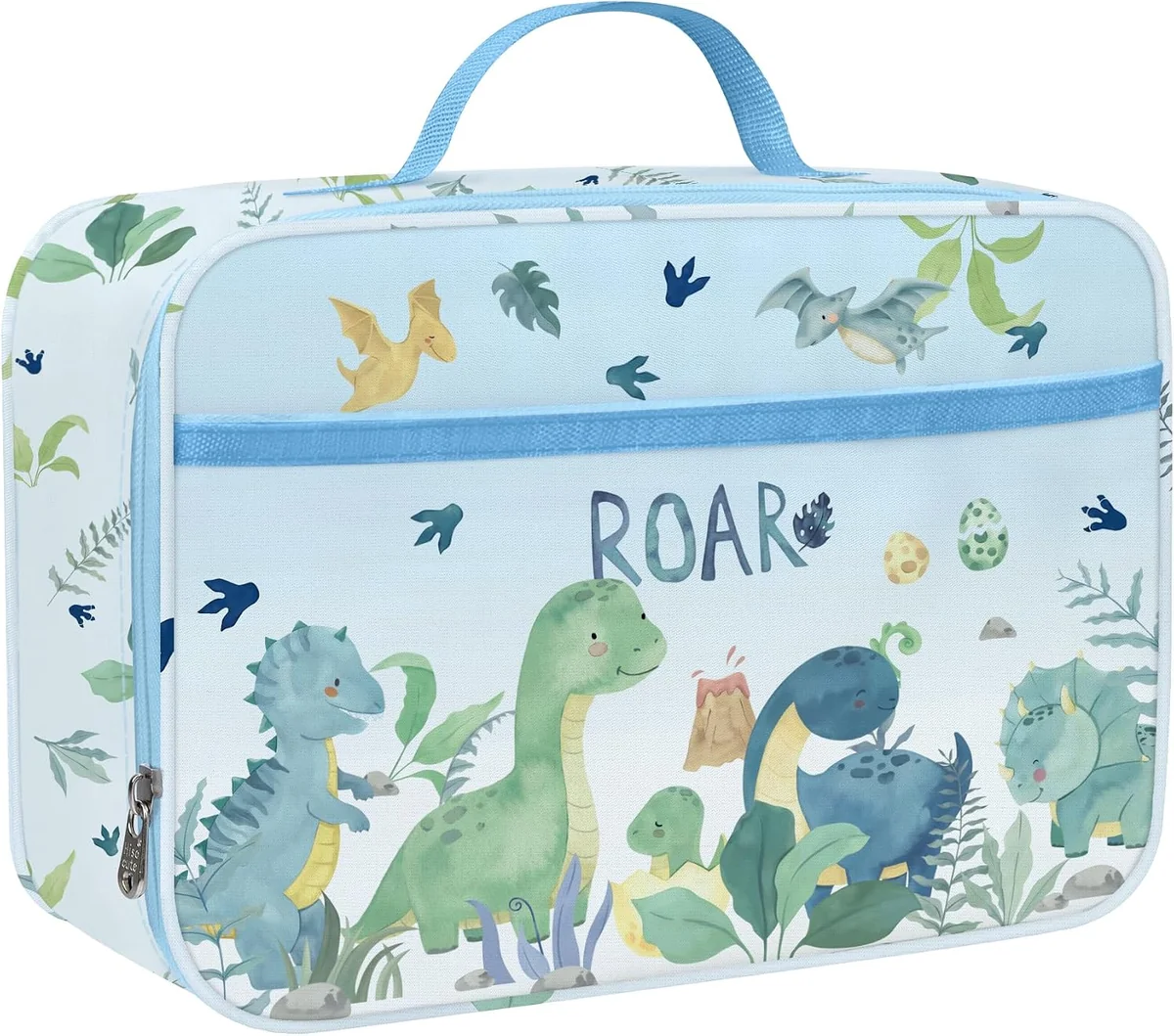 Torba na lunch dla dzieci zielony dinozaur izolowana 5,2 l lekka