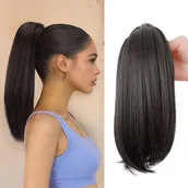 Pozostałe akcesoria fryzjerskie - TEMU 10-calowe Przedłużenia Kucyka Krótkie Lokowane Włosów z Klipsem Syntetyczne Pasemko Niewidoczny Natychmiastowy Ogon dla Ka - miniaturka - grafika 1