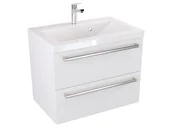 Szafki łazienkowe - Szafka Wisząca Z Umywalką ATH 60 cm - Biały Mat - Uchwyty Stal Szczotkowana - miniaturka - grafika 1