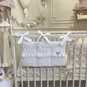 Organizery na łóżeczko - ORGANIZER Z FALBANKĄ I KORONKĄ Biały - miniaturka - grafika 1