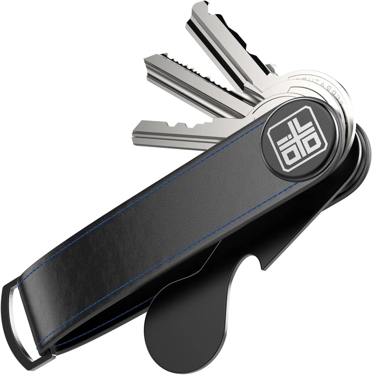 ETUI NA KLUCZE SKÓRA CZARNY ZAMKNIĘCIE KARABIŃCZYK