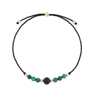 Bransoletki - Bransoletka zodiakalna Byk Zielony malachit turmalin na sznurku - miniaturka - grafika 1
