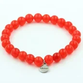 Bransoletki - Kamienie i minerały. Bransoletka z czerwonych koralików chalcedonu o średnicy 8 mm. Wyprodukowano we Francji. Możliwość dostosowania rozmiaru. - miniaturka - grafika 1